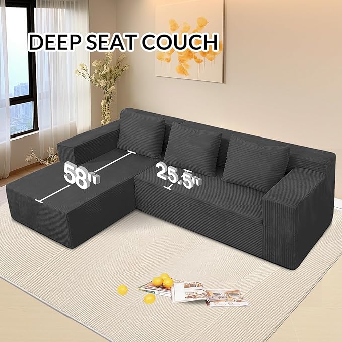 ANONER 103" Modular Sectional Sofa, L-Shaped Cloud Couch - Image 6