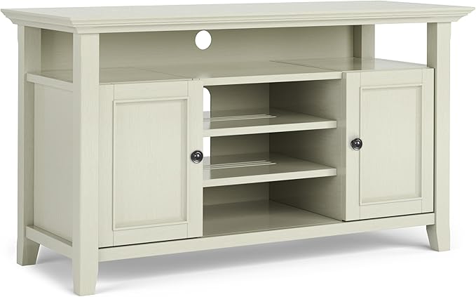 SIMPLIHOME Amherst 54-inch Wide Solid Wood TV Stand in Antique White, by SimpliHome