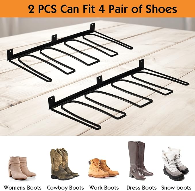 ORLESS Wader Hangers 4-Pair Boot Rack Garage Storage, Cowboy Boot Holder - Image 5