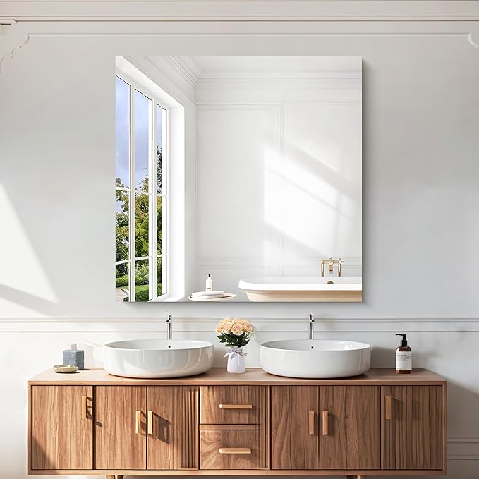KOCUUY Large Frameless Mirror, 42x42 Inch Square Bathroom Vanity Mirror - Image 6