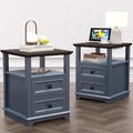 18" Wide End Table with Fast Charging Station Set of 2, 18” Wide Sofa Side by Alwaysreadyforyou