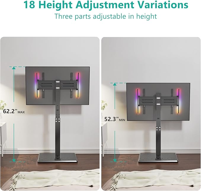 WALI Floor TV Stand with LED Lights, Tall TV Stand Mount - Image 4