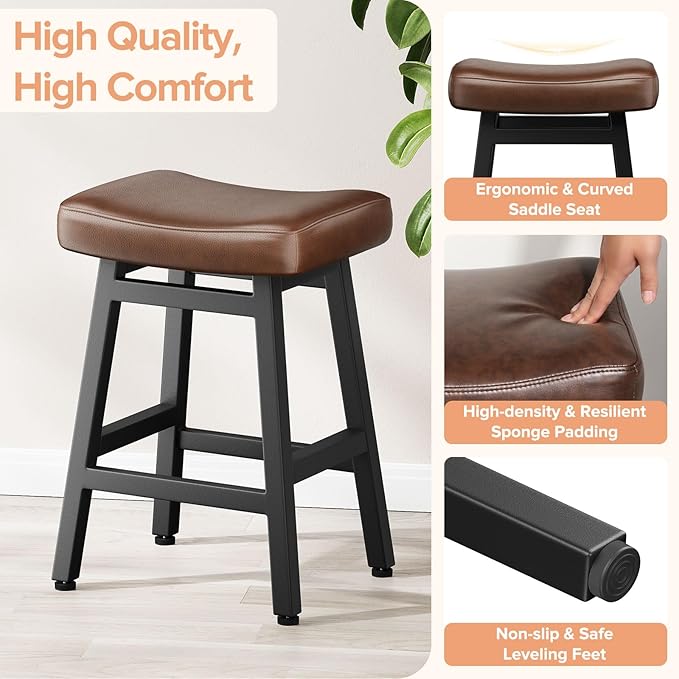 Counter Height Bar Stools Set of 2, 24 Inch Barstools - Image 3