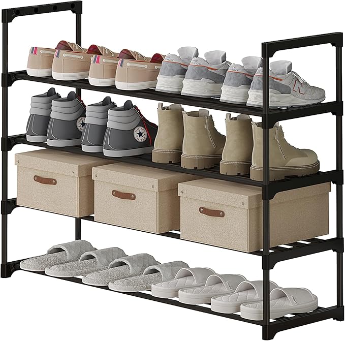 Calmootey 4-Tier Shoe Rack, Tall Large Capacity 20 Pairs Shoes Storage Organizer - Image 4