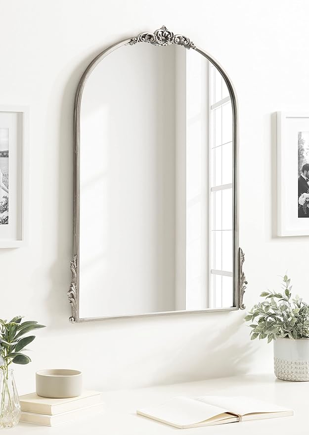 Kate and Laurel Myrcelle Traditional Arched Mirror; 25 x 33; Silver; Decorative - Image 3