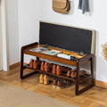 Solid Wood Shoe Bench, 2-Tier Entryway Bench by SOBIBO