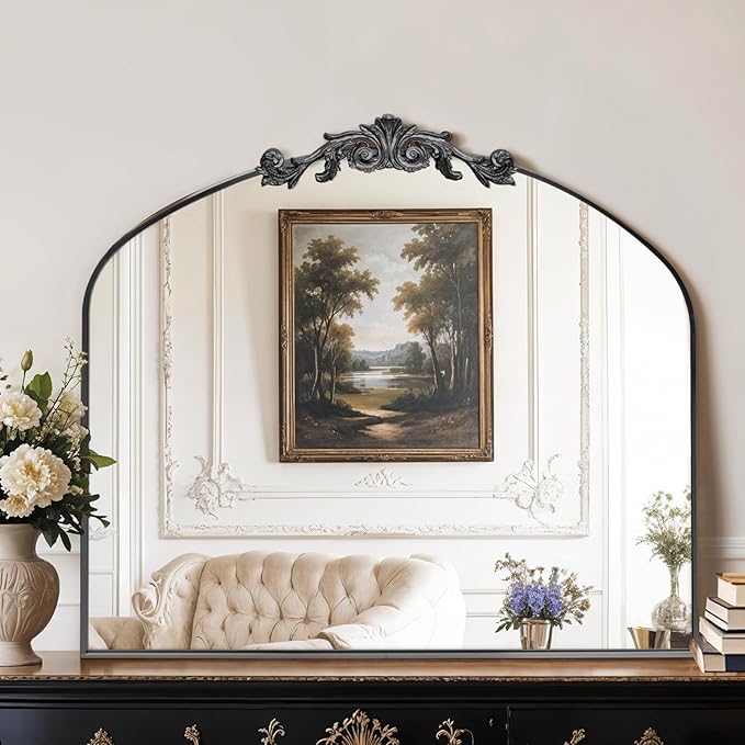 MISSDAY Vintage Matte Black Baroque Mirror by MISSDAY