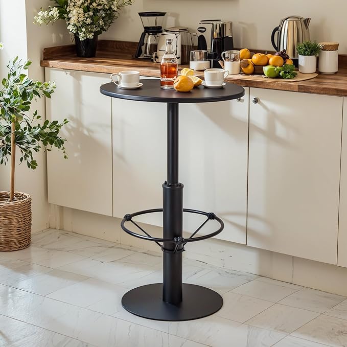 LOKKHAN 37.4" Tall High-top Table-Rustic Industrial Bar Table-23.6" Dia Round - Image 4
