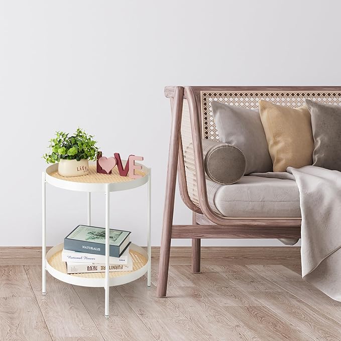 danpinera All Metal Side Table, 2 Tier Anti Rust Small Table - Image 2