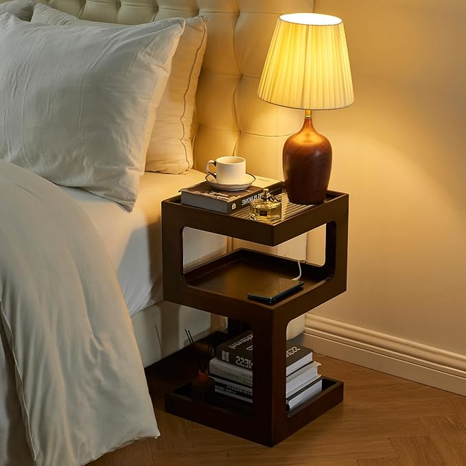 Uniclinens Bookshelf Nightstand 3-Tier Storage, End Side Table - Image 7