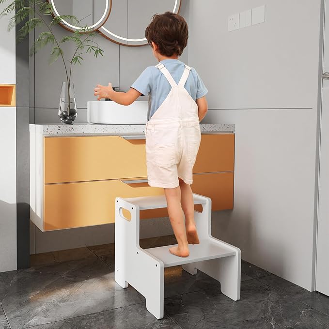Wooden Step Stool for Kids/Adults, Supports 300 lbs Kids Toddler Stepping Stool - Image 2