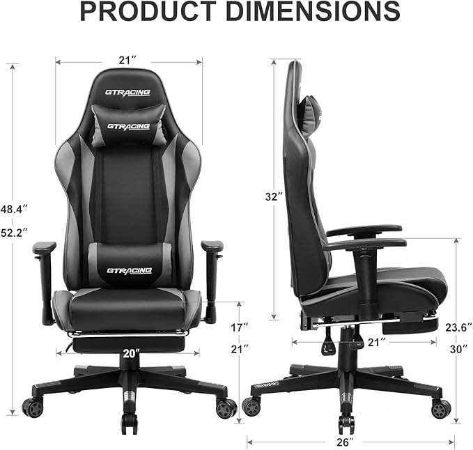 GTRACING Gaming Chair with Footrest, Ergonomic Computer Game Desk Chair - Image 2
