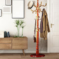 Coat Racks Free Standing with 14 Hooks, Natural Wood Coat Stands by Sauqzoh