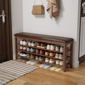 Shoe Bench with Leather Cushion, 3 Tiers Shoe Storage Bench Height Adjustable by AQIMUELE-Solidwoodfurniture