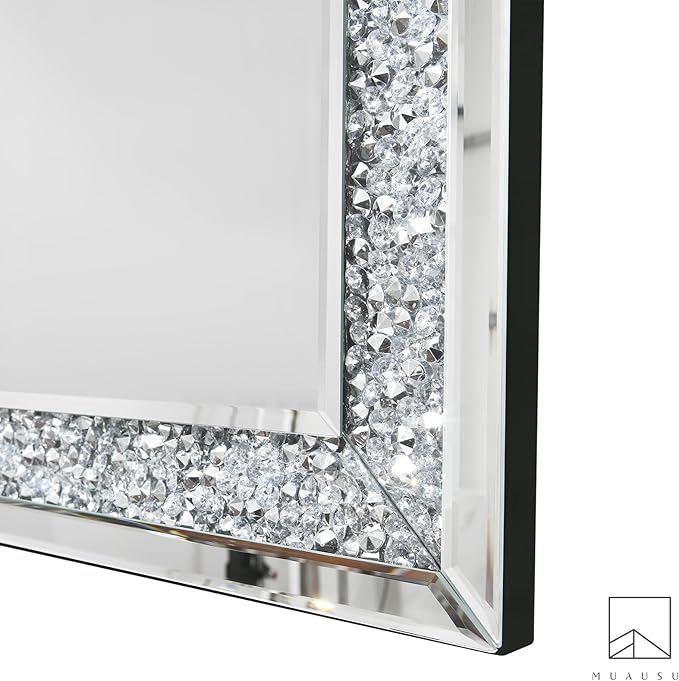 Crystal Crush Diamond Mirror-40 x28 Silver Mirror, Gorgeous Wall Mirror - Image 5