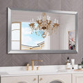 Amorho 50 X30 Inch Bathroom Mirror Silver, Thick Metal Framed Wall Mirrors by Amorho
