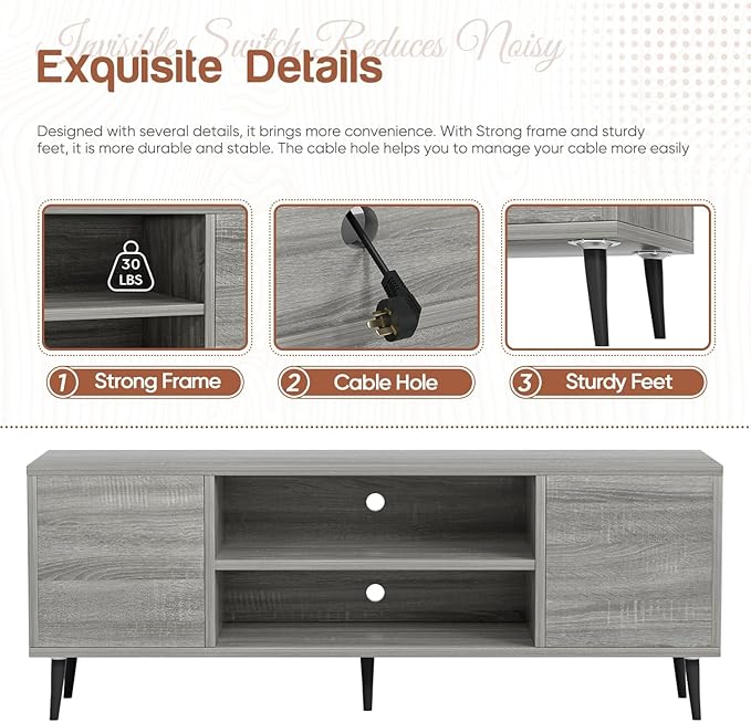 YESHOMY Modern TV Stand for 65" Television, Entertainment Center - Image 5