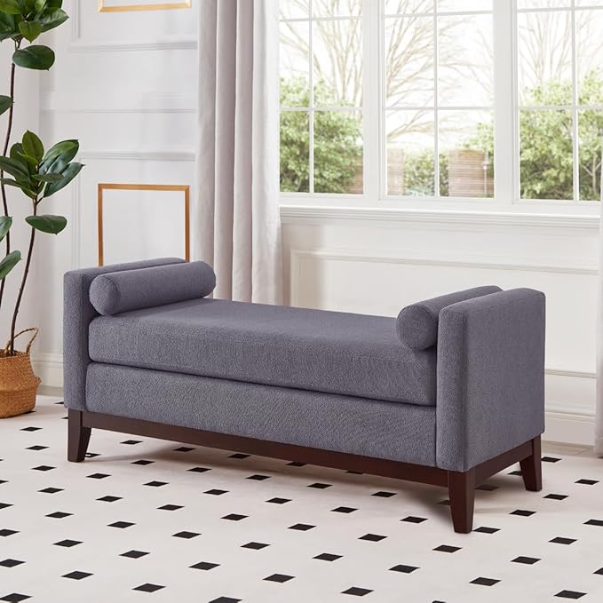 24KF Large Upholstered Boucle Fabric Ottoman - Image 4