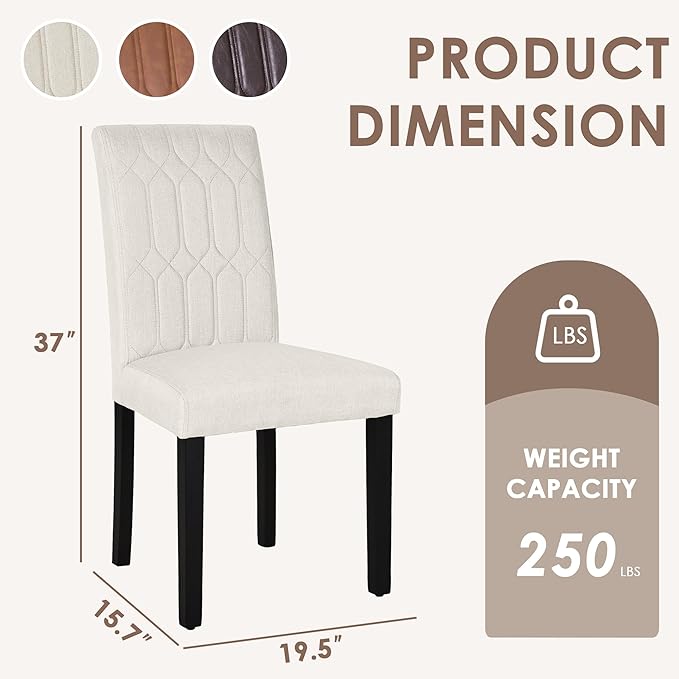 VECELO Upholstered Dining Chairs Set of 2, Modern Accent Parsons - Image 2