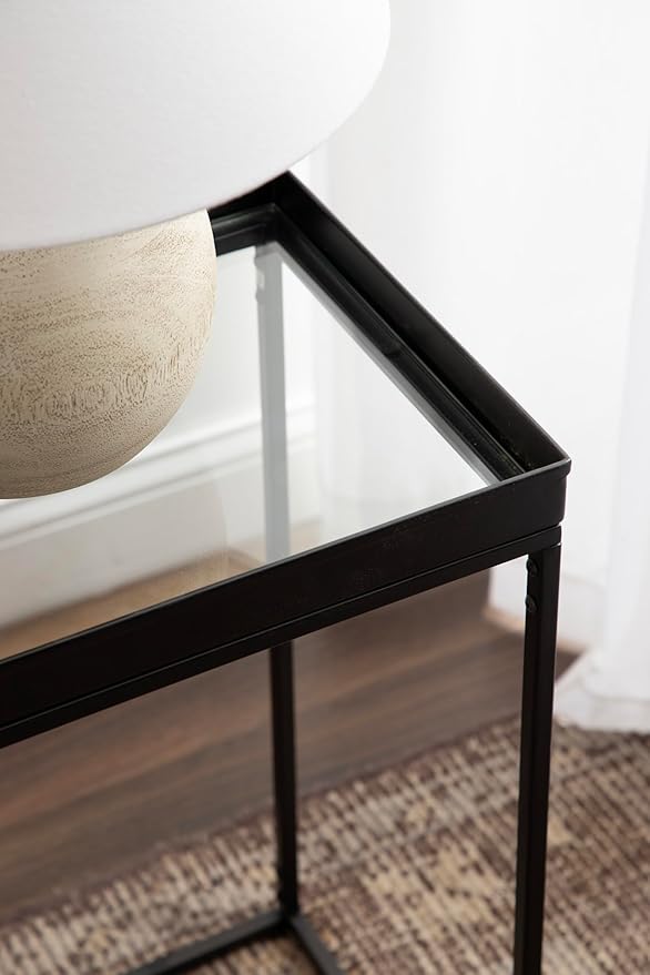 Kate and Laurel Lonsdale Modern Glass Narrow End Table; 18 x 12 x 24; Clear - Image 6