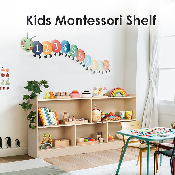 5-Section Wooden Toy Shelf for Kids, Montessori Shelf Storage - Image 4