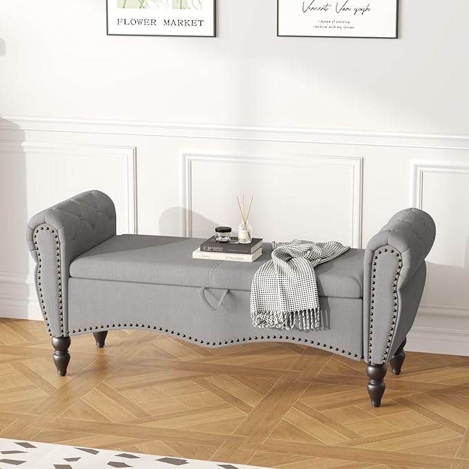 Furniliving 51.75" Storage Ottoman Bench - Image 8
