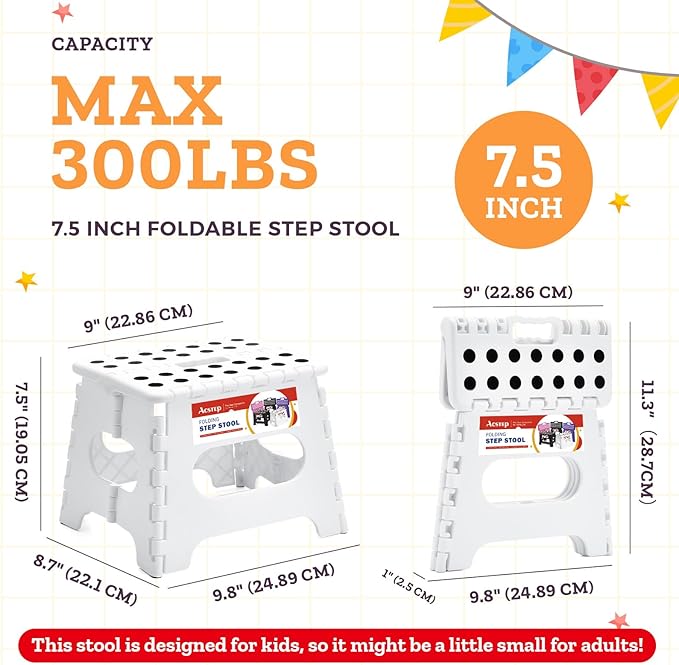 ACSTEP Folding Step Stool, 7.5 Inch Height, 300 lb Capacity, Collapsible - Image 4