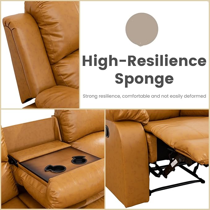 Leather Recliner Sofa Couch, 3-Seater Home Theater Seating Reclining Sofa - Image 5