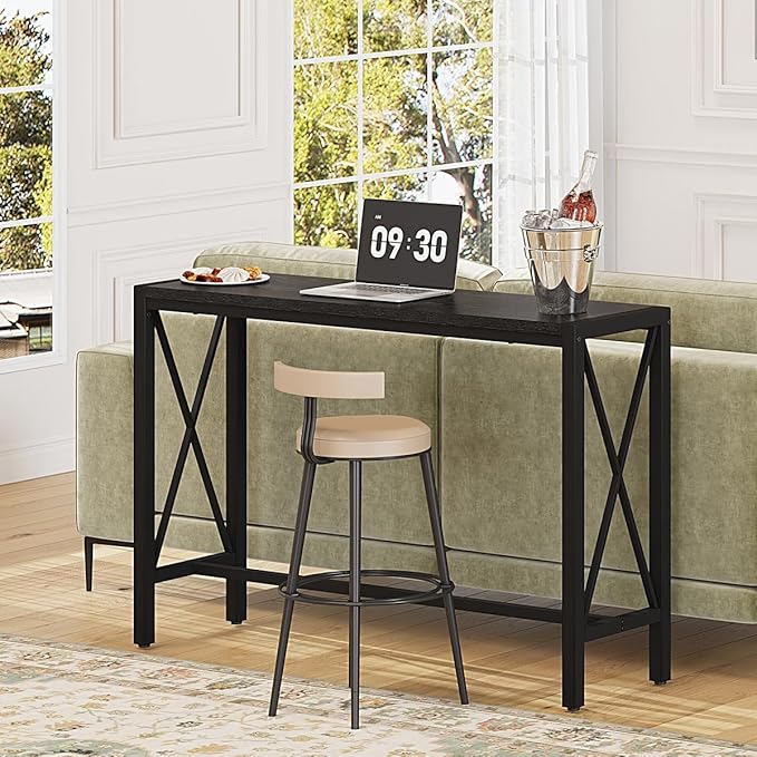 BON AUGURE Bar Table, 55 in Counter Height Pub Table, Tall Narrow Behind Couch - Image 2