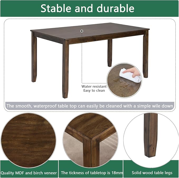 Dining Table Set, Wooden Kitchen Table Set - Image 5