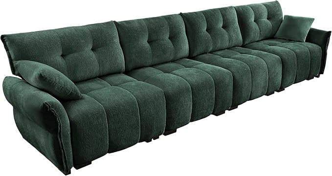 Modern Chenille Fabric 4-Seat Sofa w/ 2 Pillows, Premium Upholstery Living Room - Image 5