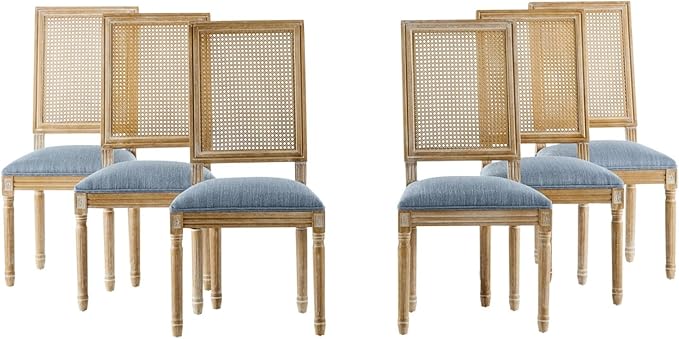 Merax Upholstered Solid Wood Dining Chairs Set of 6, French Country Style - Image 6