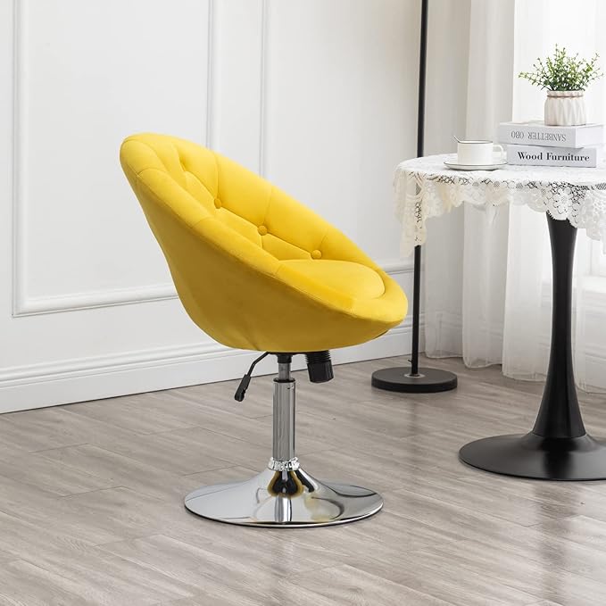 Roundhill Furniture Noas Velvet Upholstered Tufted Back Swivel Accent Chair - Image 6
