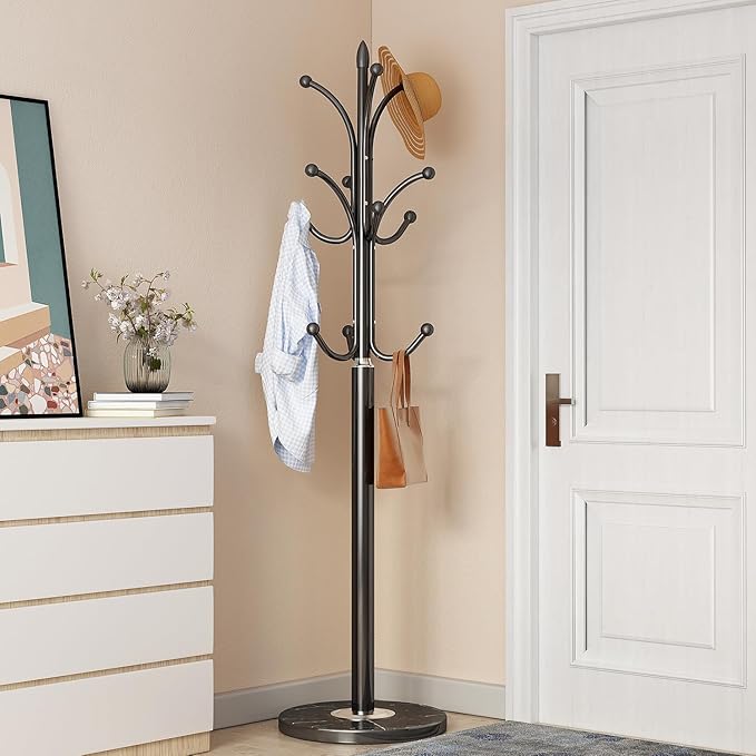 Black Coat Rack ​Freestanding, Metal Coat Hanger Stand, High-grade Entryway Hat - Image 2
