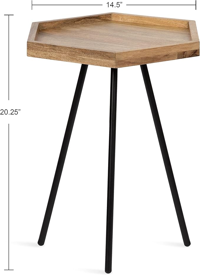 Kate and Laurel Kashvi Modern Hexagon Side Table; 17 x 15 x 20 Natural Wood and - Image 3