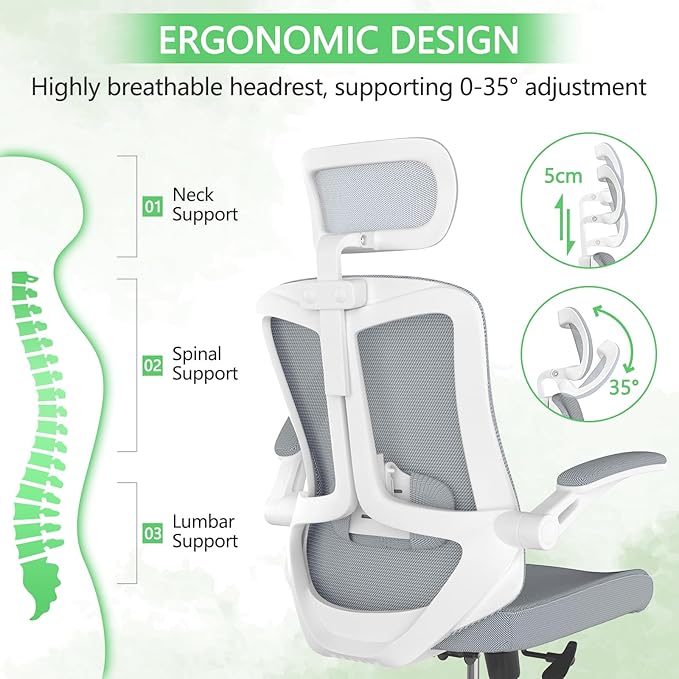 Mesh Office Executive Chair High Back Adjustable Home Desk Chair, Swivel - Image 4