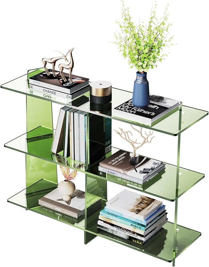 Acrylic Bookshelf, Small 3 Tier Open Bookcase by AcrylicFurnitureHomeDecor