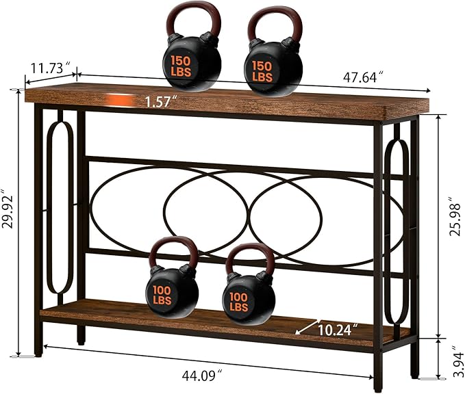 Industrial Console Table for Entryway, Rustic Console Table Behind Couch - Image 2
