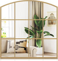 36" x 36" Farmhouse Arched Wall Mirror, Rustic Large Grid Mirror by Brauthon