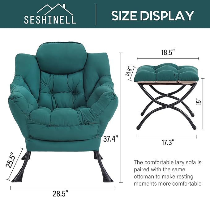 Lazy Chair with Ottoman, Modern Accent Chair Contemporary Lounge Leisure Sofa - Image 3