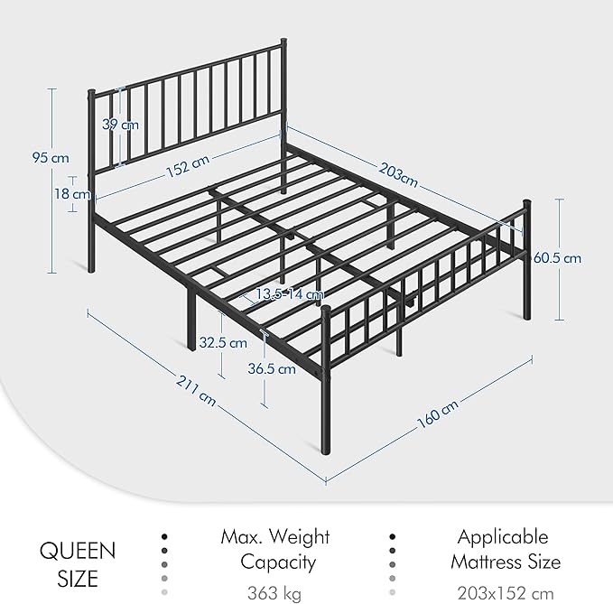 Yaheetech 14 Inch Queen Size Bed Frame Metal Platform Bed - Image 9