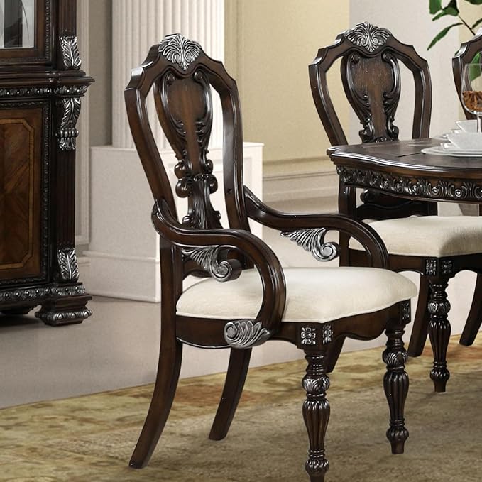 Furniture of America Byrne Traditional Arm Chairs Set of 2, Comfortable - Image 2