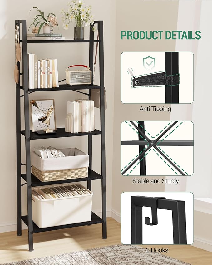 Ladder Shelf, Bookshelf Bookcase, Freestanding Corner Storage Shelve - Image 3