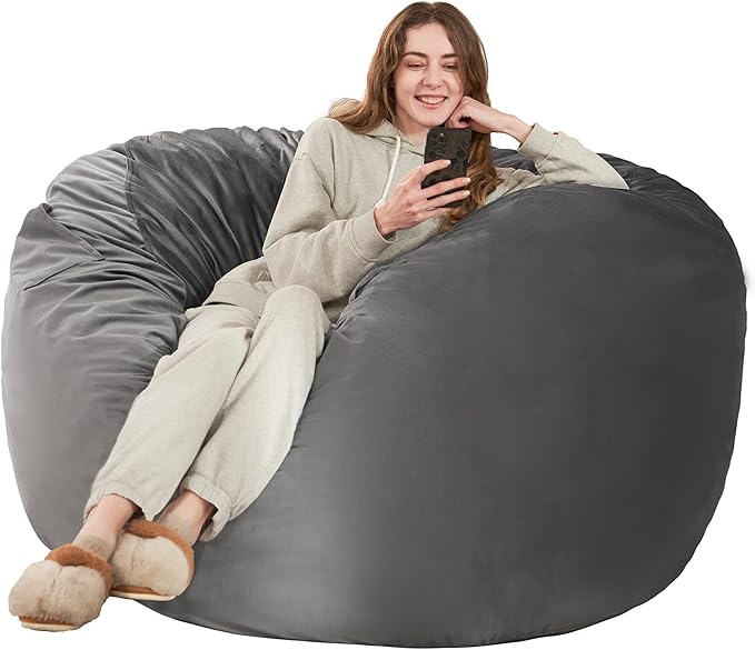 HABUTWAY Bean Bag Chair: Giant 5' Memory Foam Furniture Bean Bag Chair - 5Ft by HABUTWAYMakeYourLifeComfortable