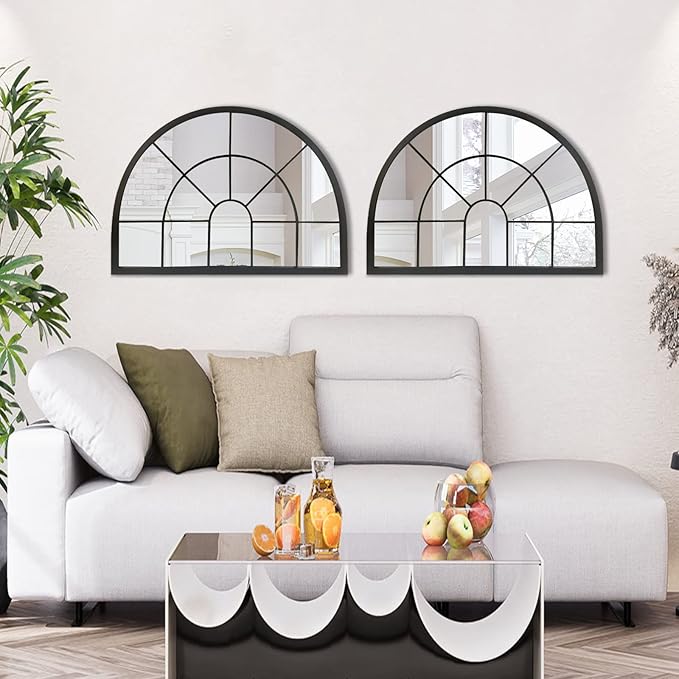 WAMIRRO Arched Window Pane Mirror Decor, Farmhouse Mantel Mirrors - Image 9
