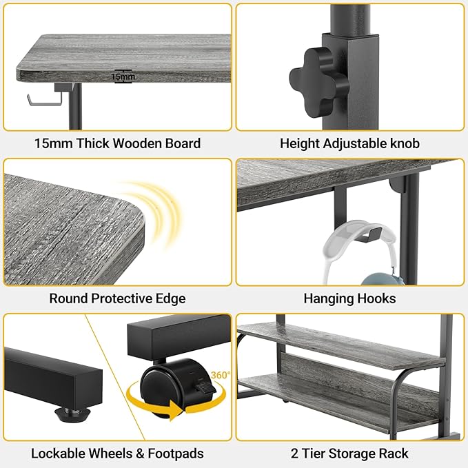 39" Height Adjustable Standing Desk - Image 5