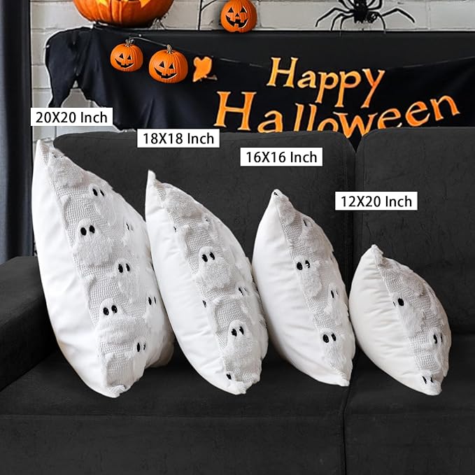 4TH Emotion Halloween Ghost Decorative Lumbar Pillow Covers 12x20 Set of 2 - Image 6