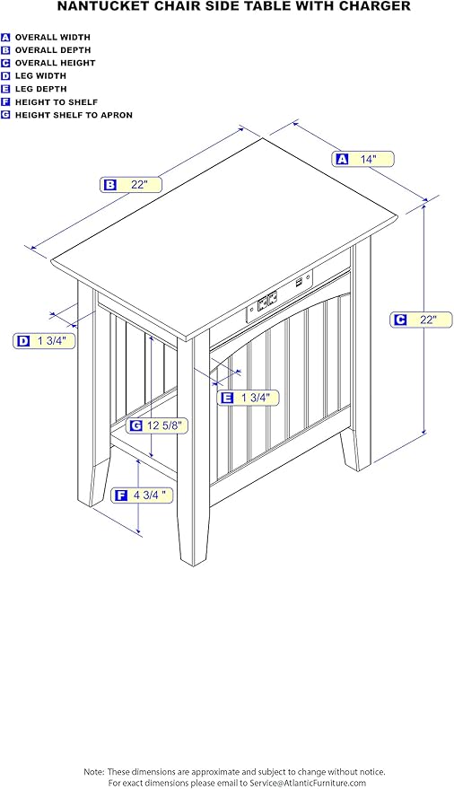 AFI Nantucket End Table with Built-in Charger in Driftwood - Image 6