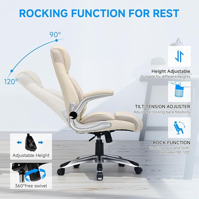 COMHOMA Big and Tall Office Chair, High Back Leather Executive Chair - Image 4