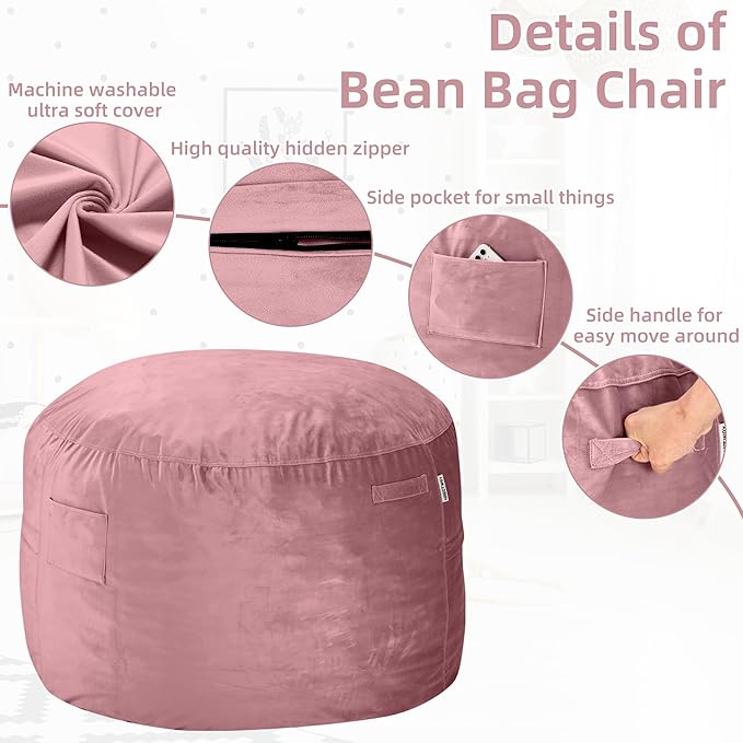 HABUTWAY Bean Bag Chair: Giant 4' Memory Foam Furniture Bean Bag Chairs - Image 6